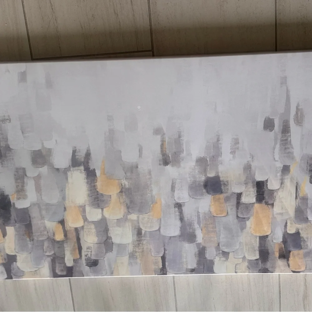Abstract Gray and Gold Canvas Art